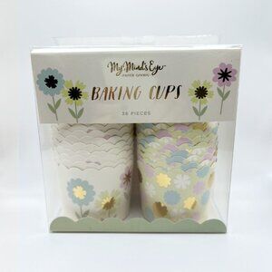 NEW My Minds Eye Gold Foiled Pastel Flowers Baking Cups - 36 Count